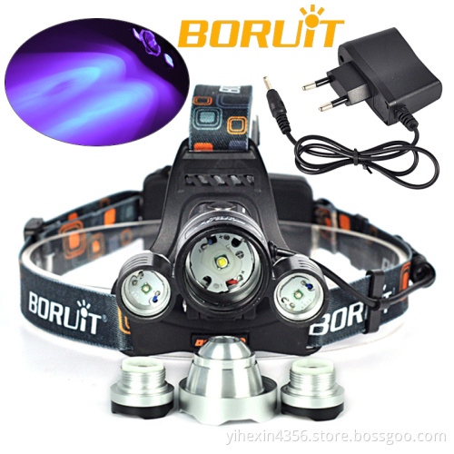 Boruit RJ-3000 High Powerful Purple Light LED Hunting Headlamp